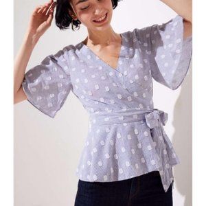 LOFT Blue & White Polka Dot Top